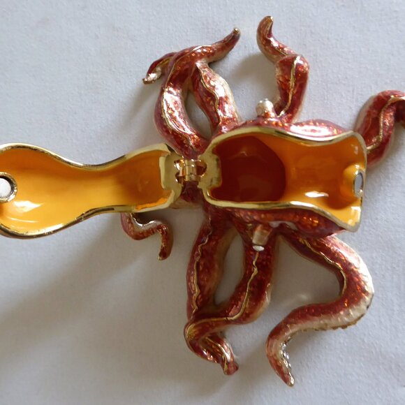 NOBILITY ENAMEL ENAMELED BEJEWELED OCTOPUS TRINKET BOX (NEW IN BOX) - Picture 11 of 11